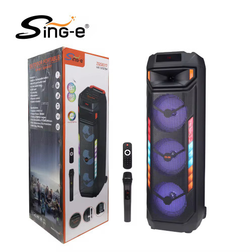 اسپیکر بلوتوثی ایستاده ZQS-8317 سه باند ۸ اینچ با نورپردازی RGB